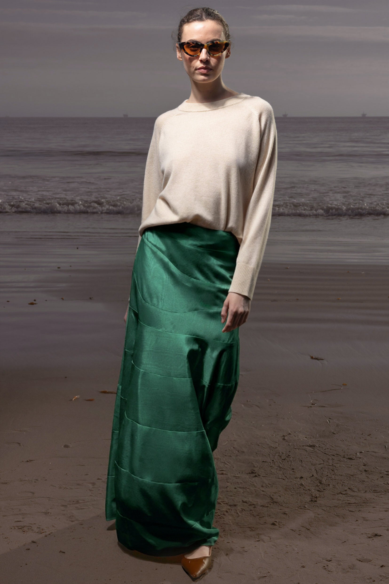 Gale Skirt - Green Moire - Heidi Merrick