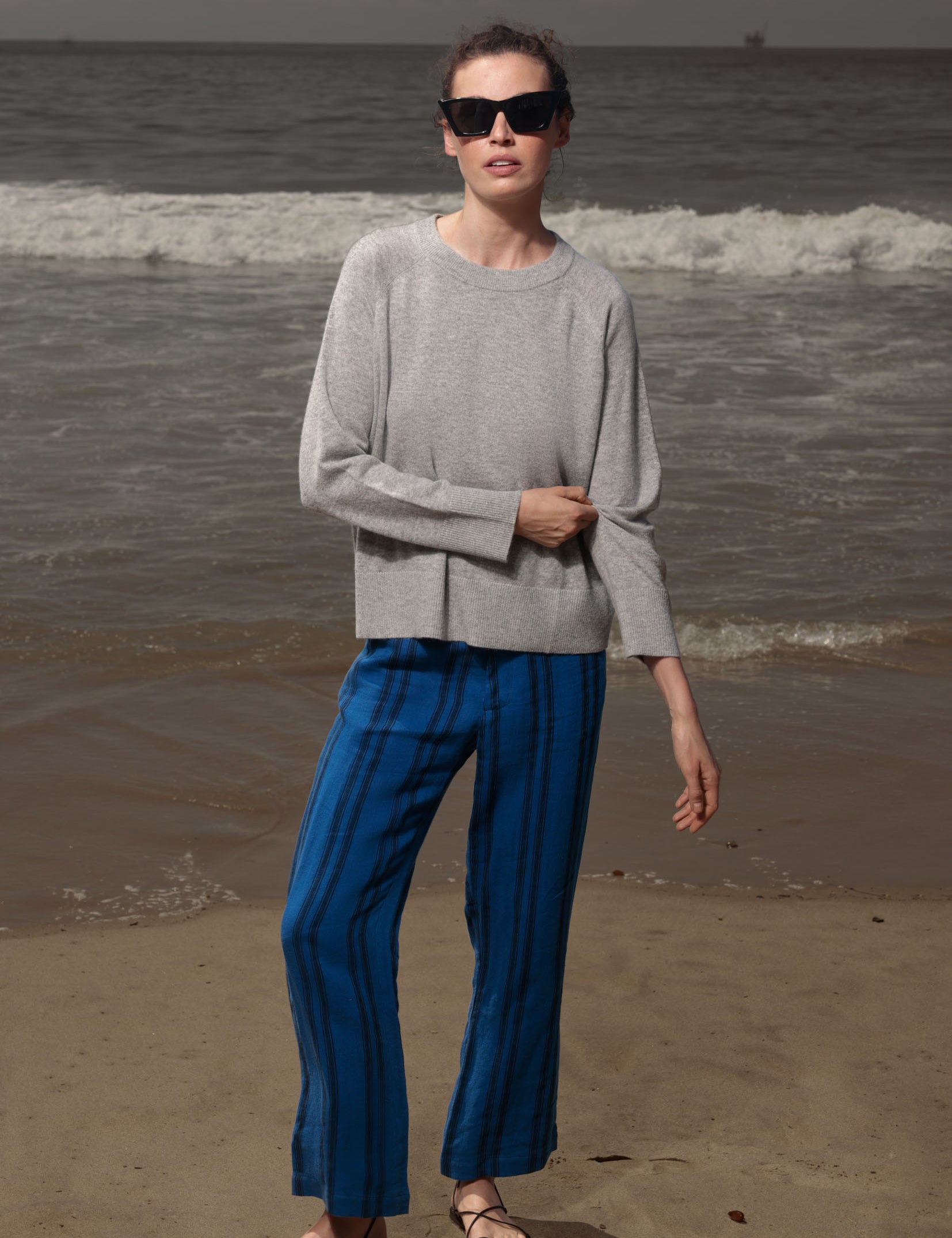 Serge Pant - Blue Moroccan Stripe - Heidi Merrick