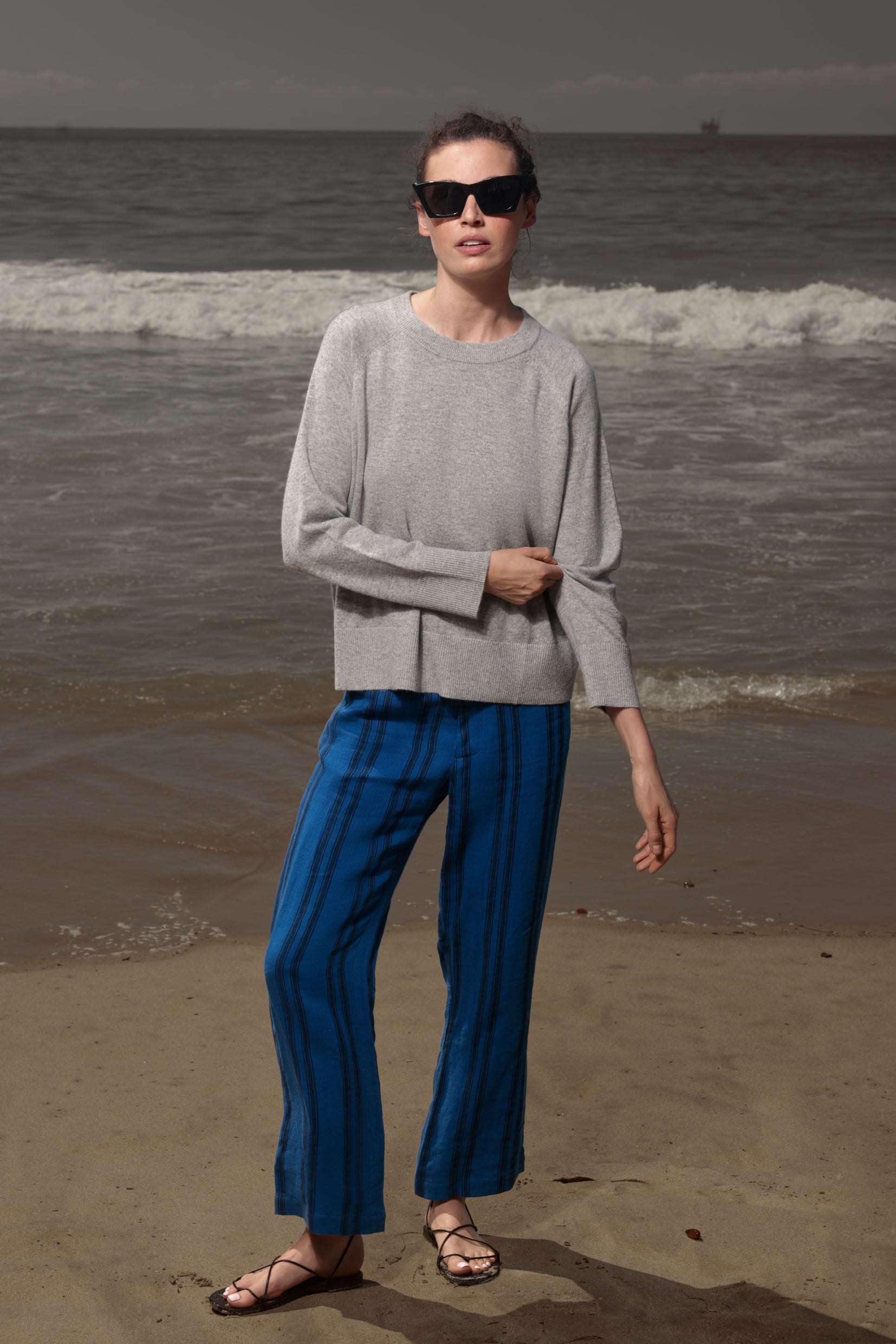 Serge Pant - Blue Moroccan Stripe - Heidi Merrick