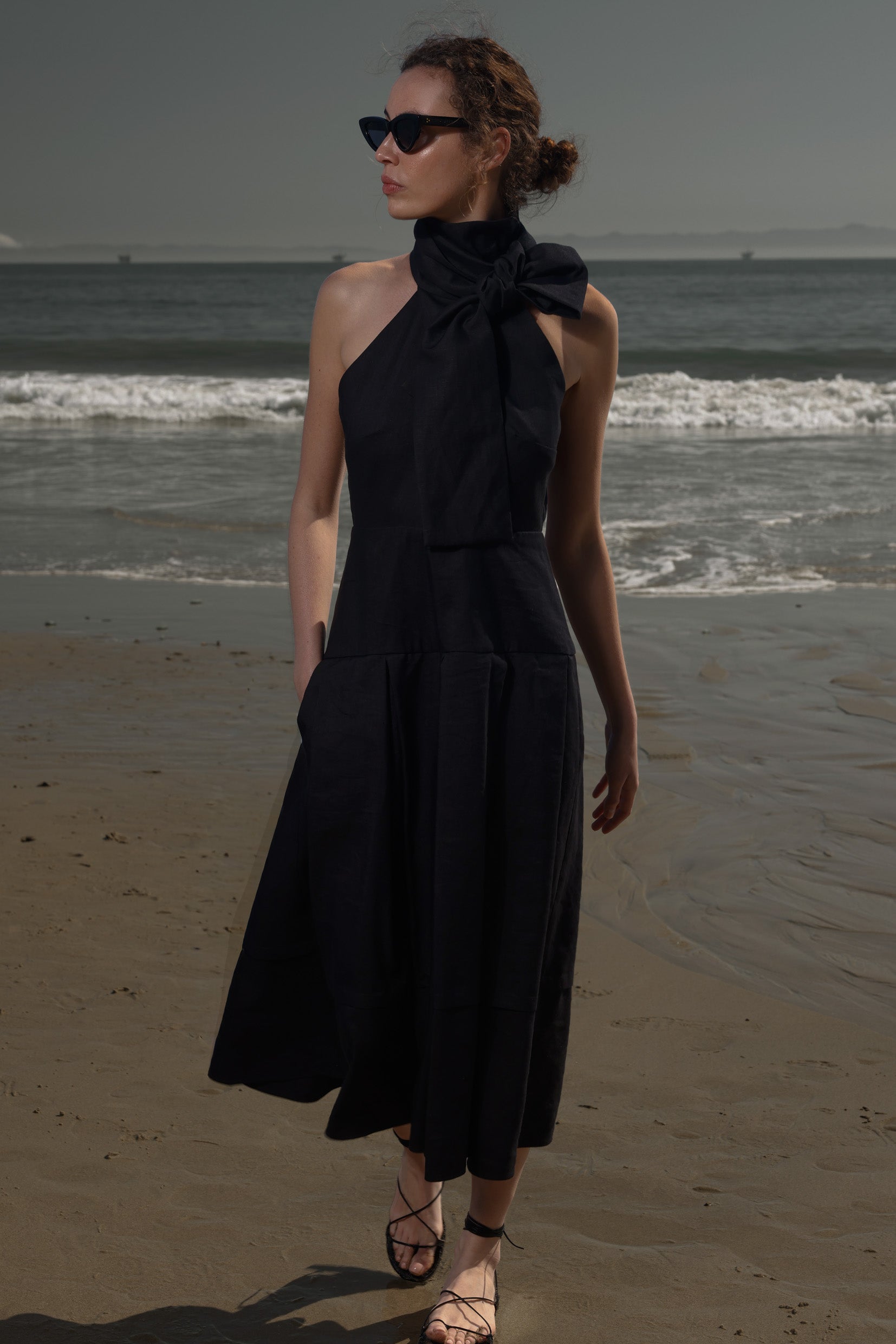 Ginger Dress - Noir Silk & Hemp - Heidi Merrick