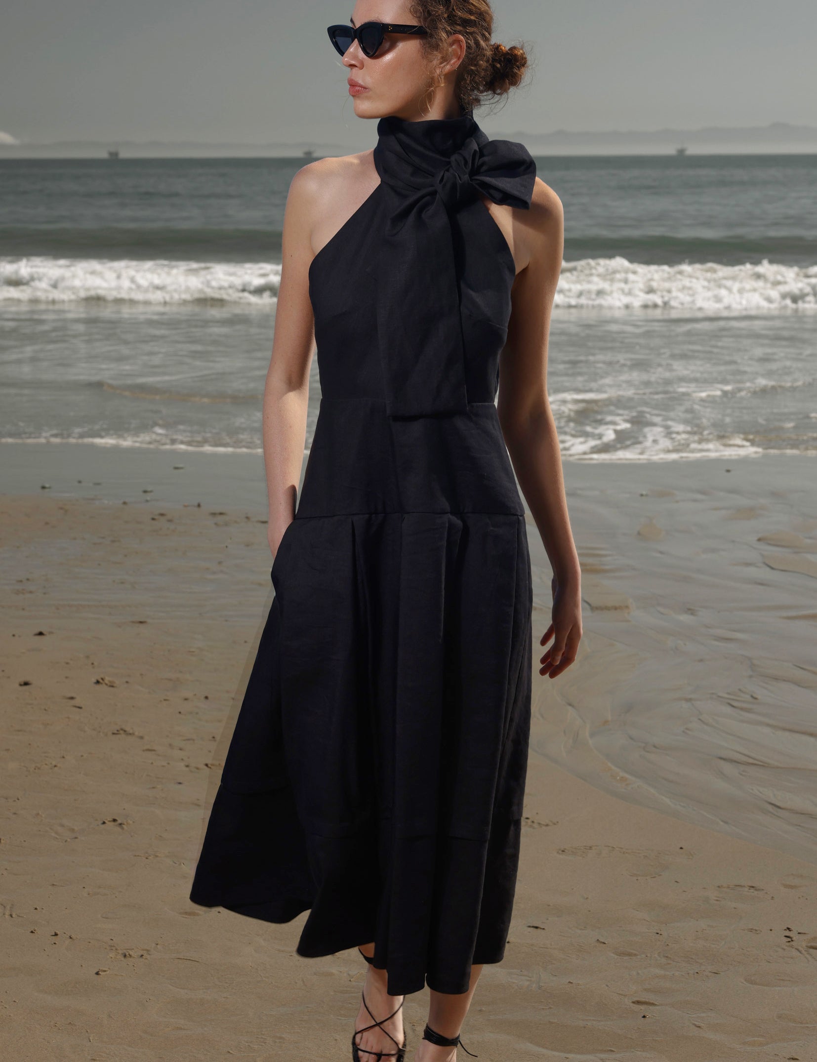 Ginger Dress - Noir Silk & Hemp - Heidi Merrick