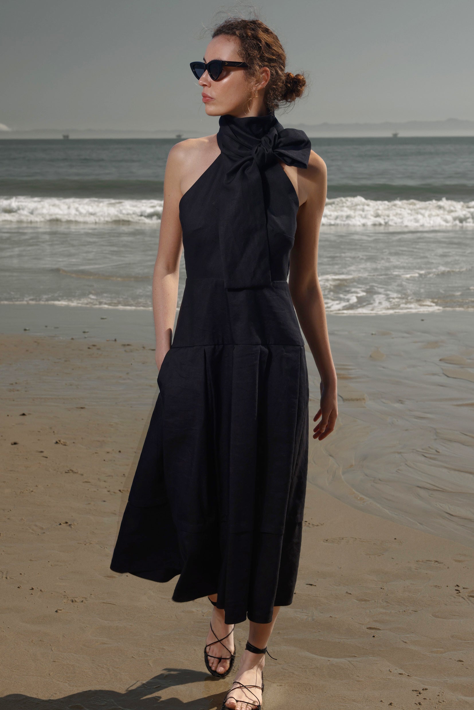 Ginger Dress - Noir Silk & Hemp - Heidi Merrick