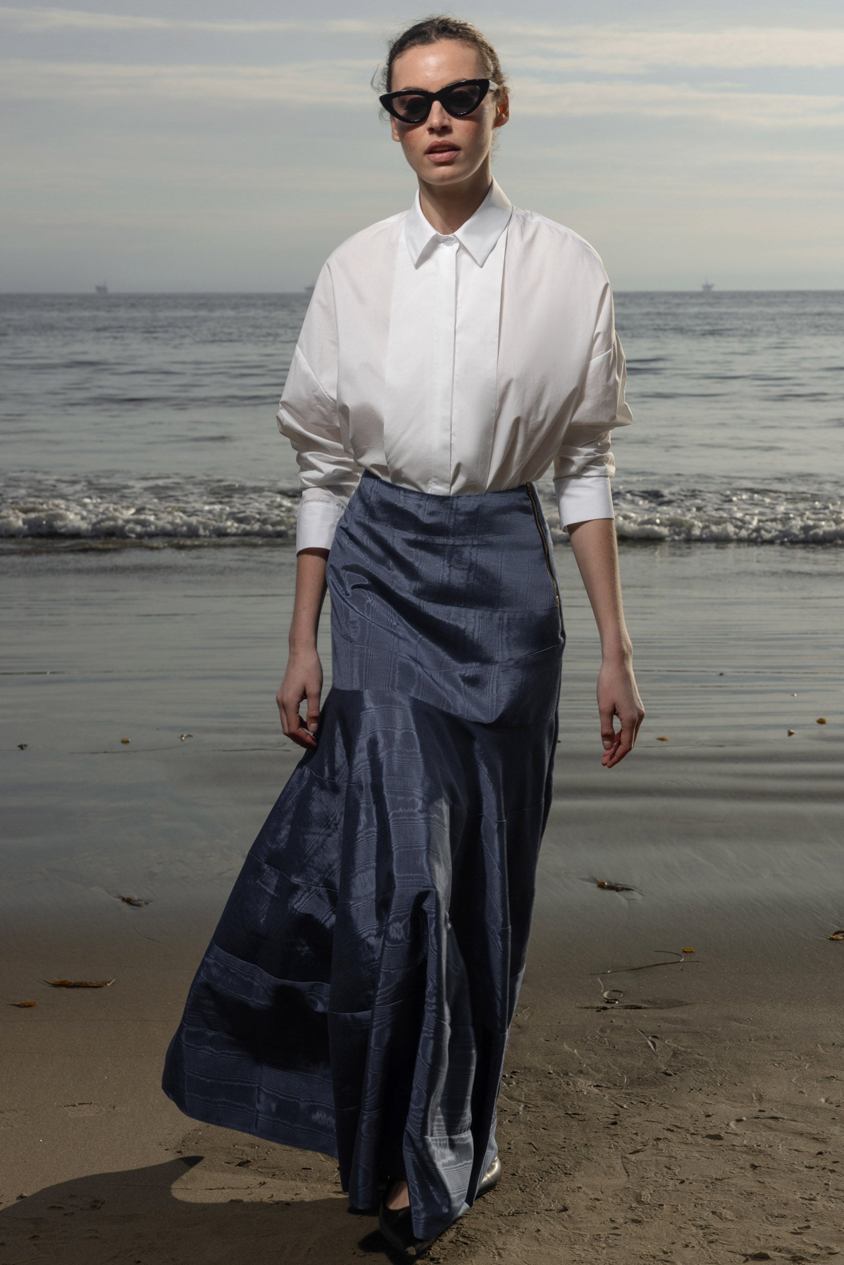 Gale Skirt - Blue Moire - Heidi Merrick