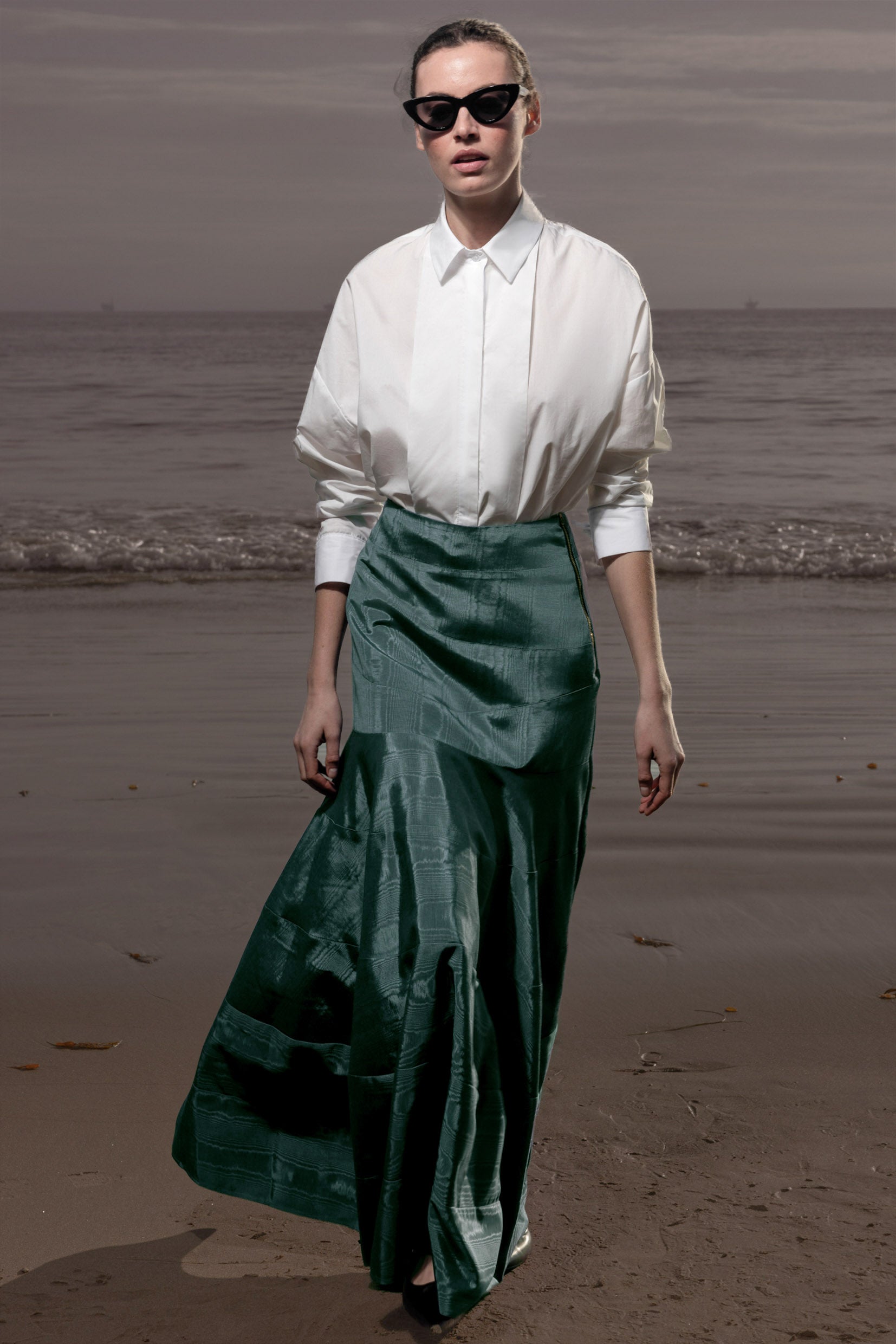 Gale Skirt - Stormy Blue Moire - Heidi Merrick