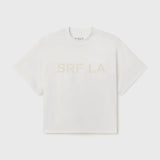 SRF LA Mustache Tee - Antique Cream on White - Heidi Merrick