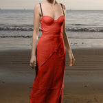 Gia Dress - Vermilion Linen - Heidi Merrick