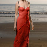 Gia Dress - Vermilion Linen - Heidi Merrick