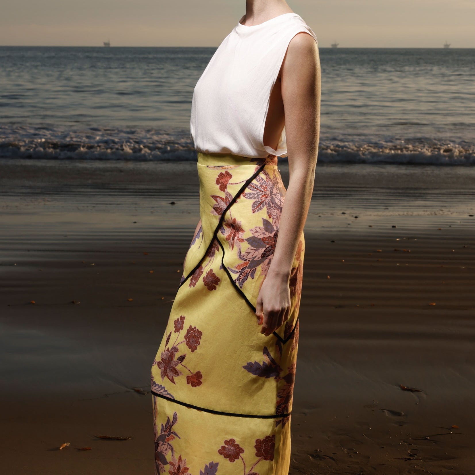 Geometry Skirt - Yellow Batik - Heidi Merrick