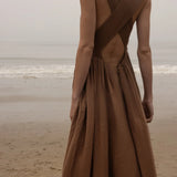 Corsica Dress - Sable Tissue Linen - Heidi Merrick
