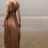 Corsica Dress - Sable Tissue Linen - Heidi Merrick