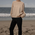 Barrel Sleeve SRF LA Crewneck - Ivory on Antique Cream - Heidi Merrick
