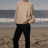 Barrel Sleeve SRF LA Crewneck - Ivory on Antique Cream - Heidi Merrick