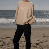 Barrel Sleeve SRF LA Crewneck - Ivory on Antique Cream - Heidi Merrick
