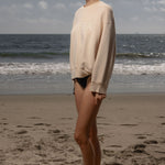 Barrel Sleeve SRF LA Crewneck - Ivory on Antique Cream - Heidi Merrick