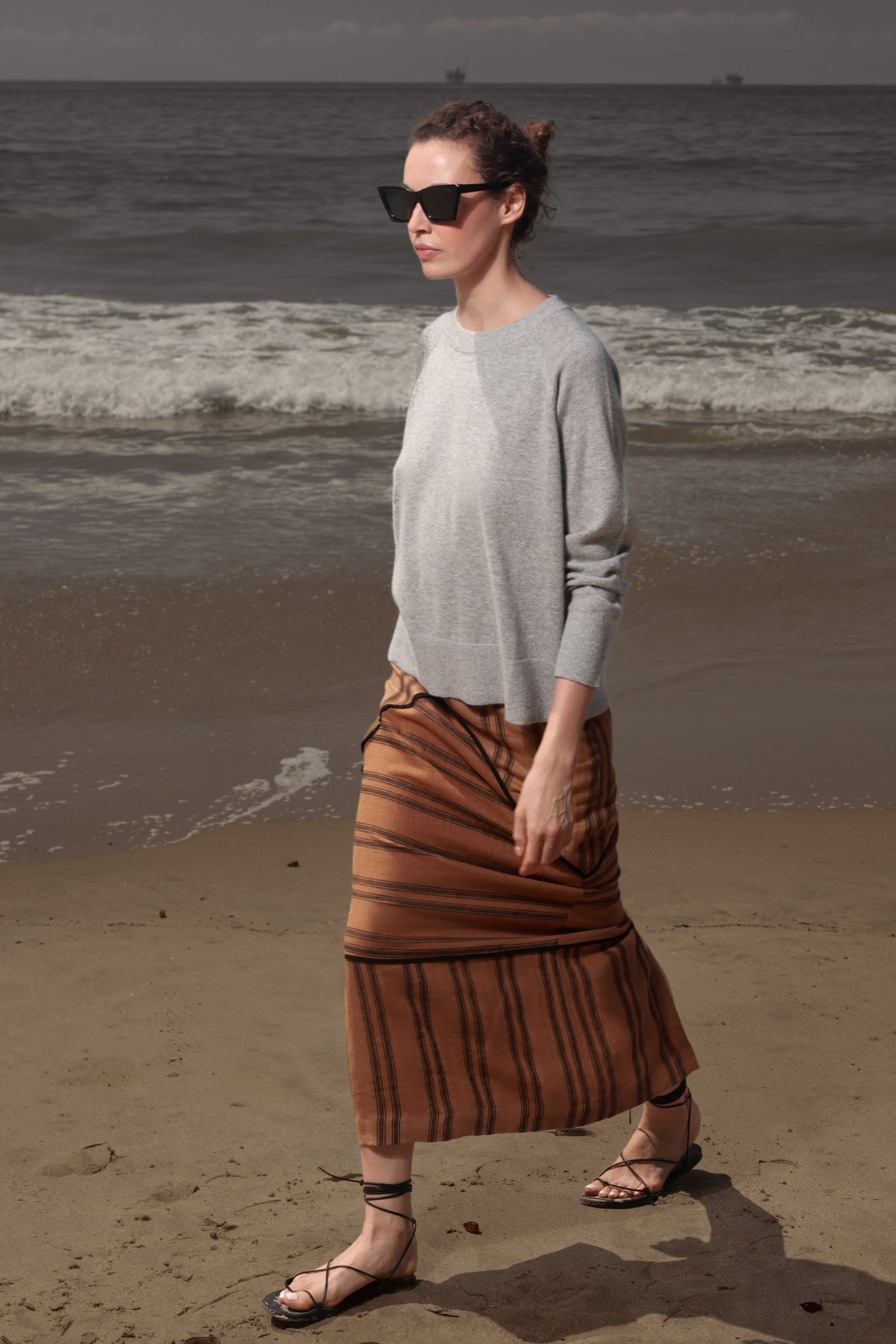 Geometry Skirt - Golden Moroccan Stripe - Heidi Merrick