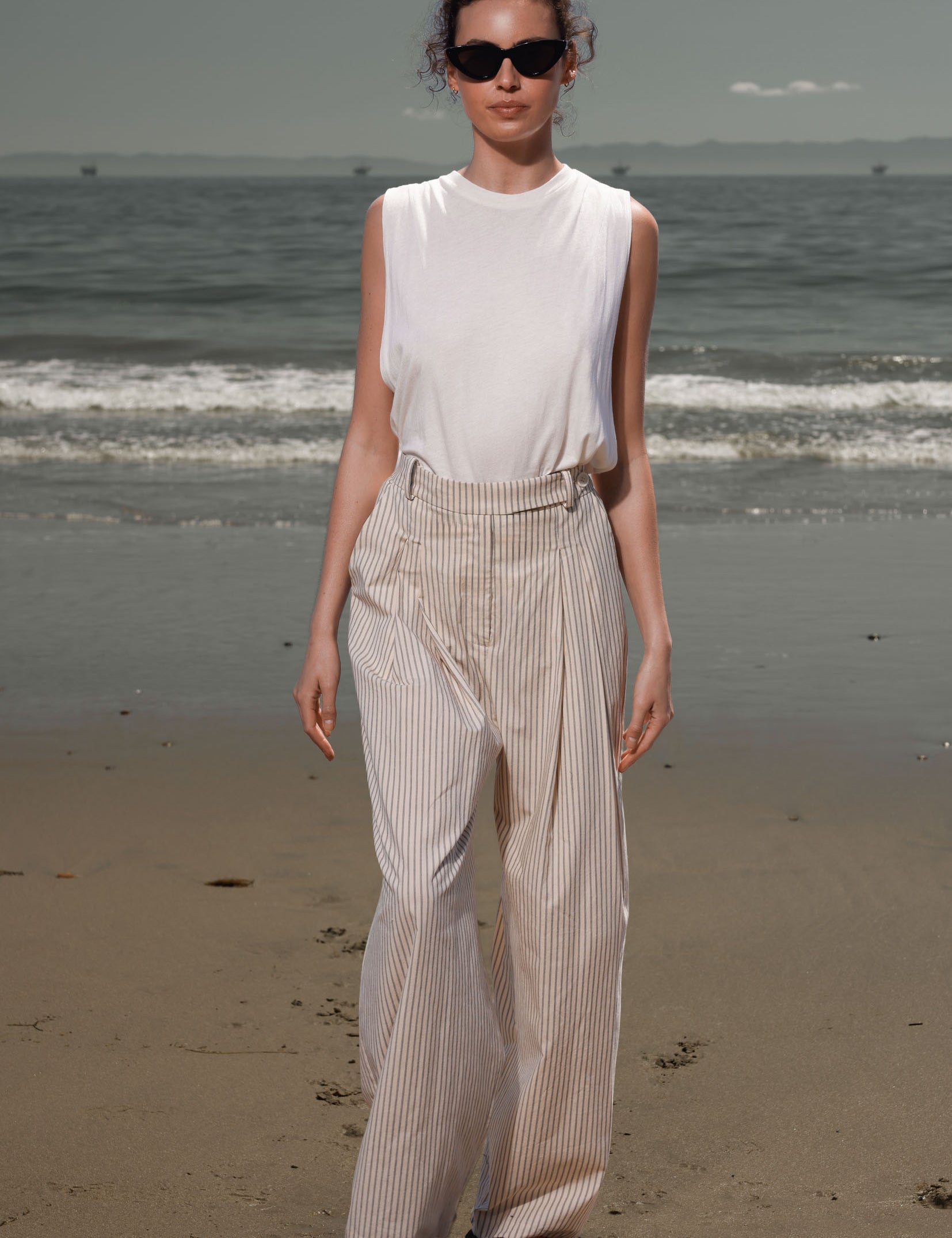 Chaplin Pant - Cream Ticking Stripe - Heidi Merrick