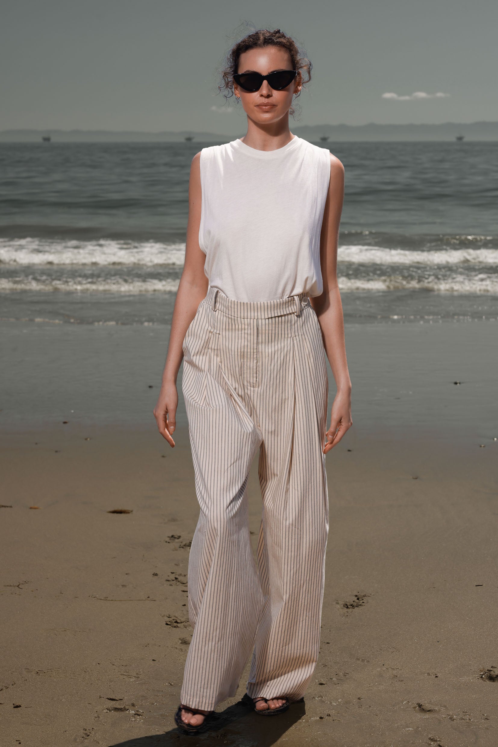 Chaplin Pant - Cream Ticking Stripe - Heidi Merrick