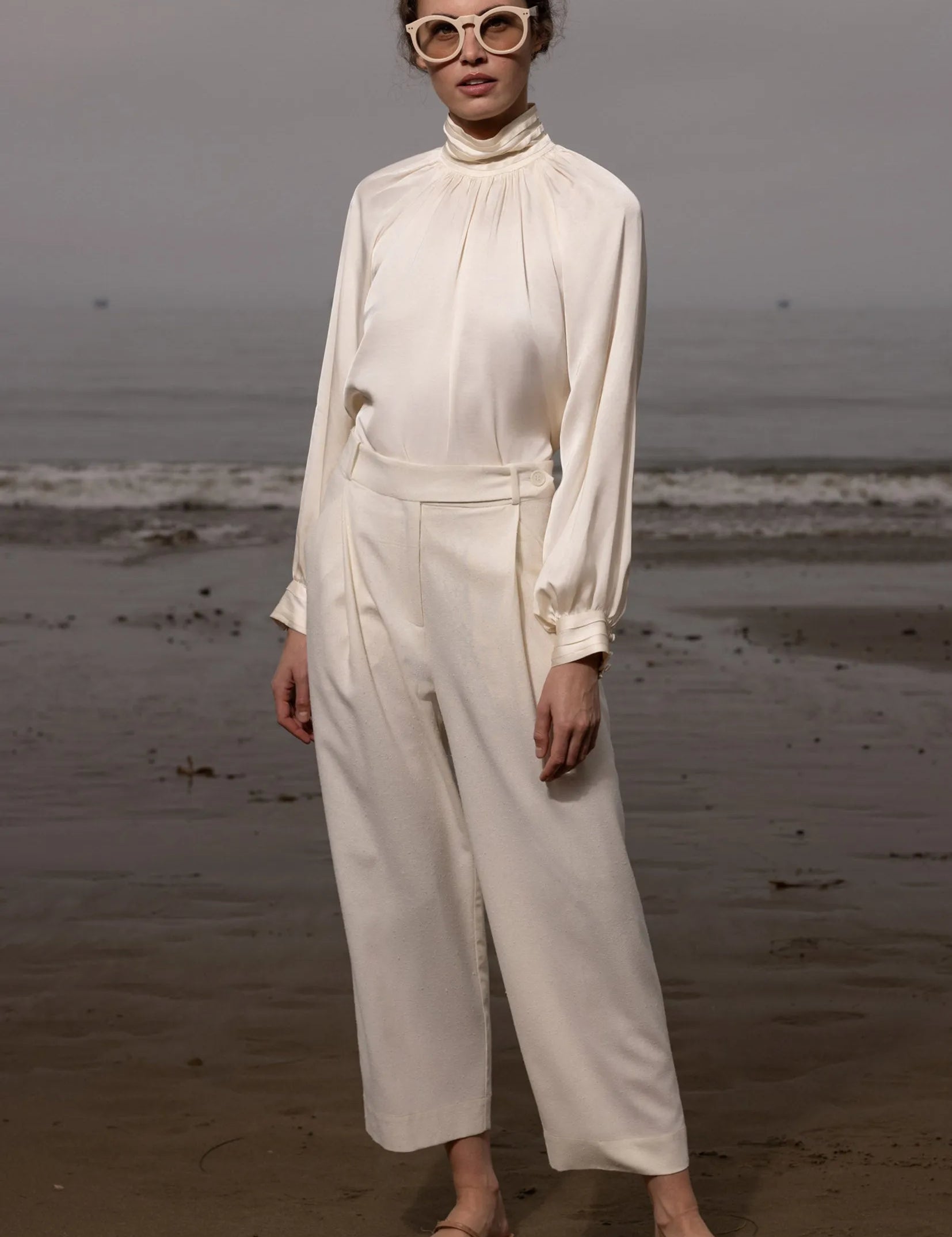 Baptise Pant - Ivory Silk Noil - Heidi Merrick