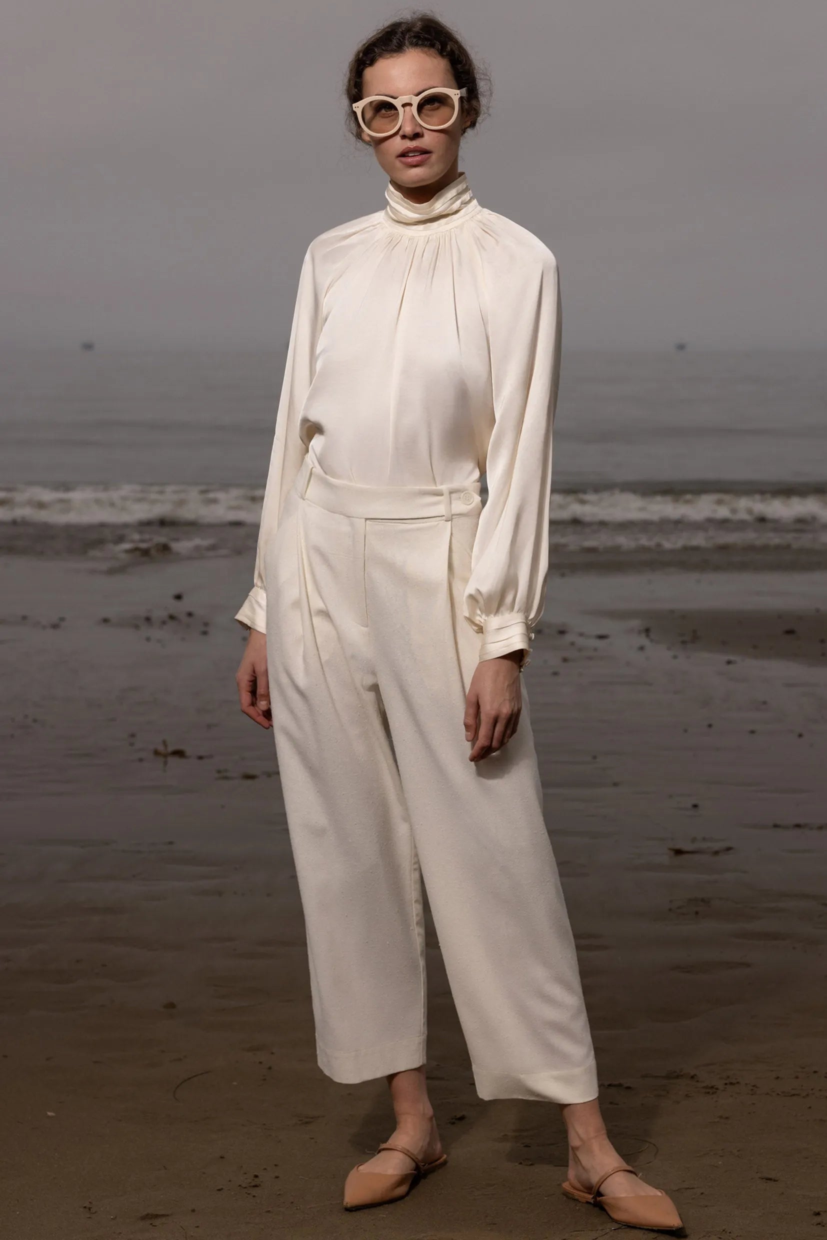 Baptise Pant - Ivory Silk Noil - Heidi Merrick