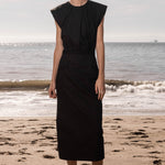 KATE DRESS - BLACK POPPLIN - Heidi Merrick