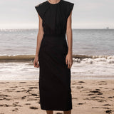 KATE DRESS - BLACK POPPLIN - Heidi Merrick