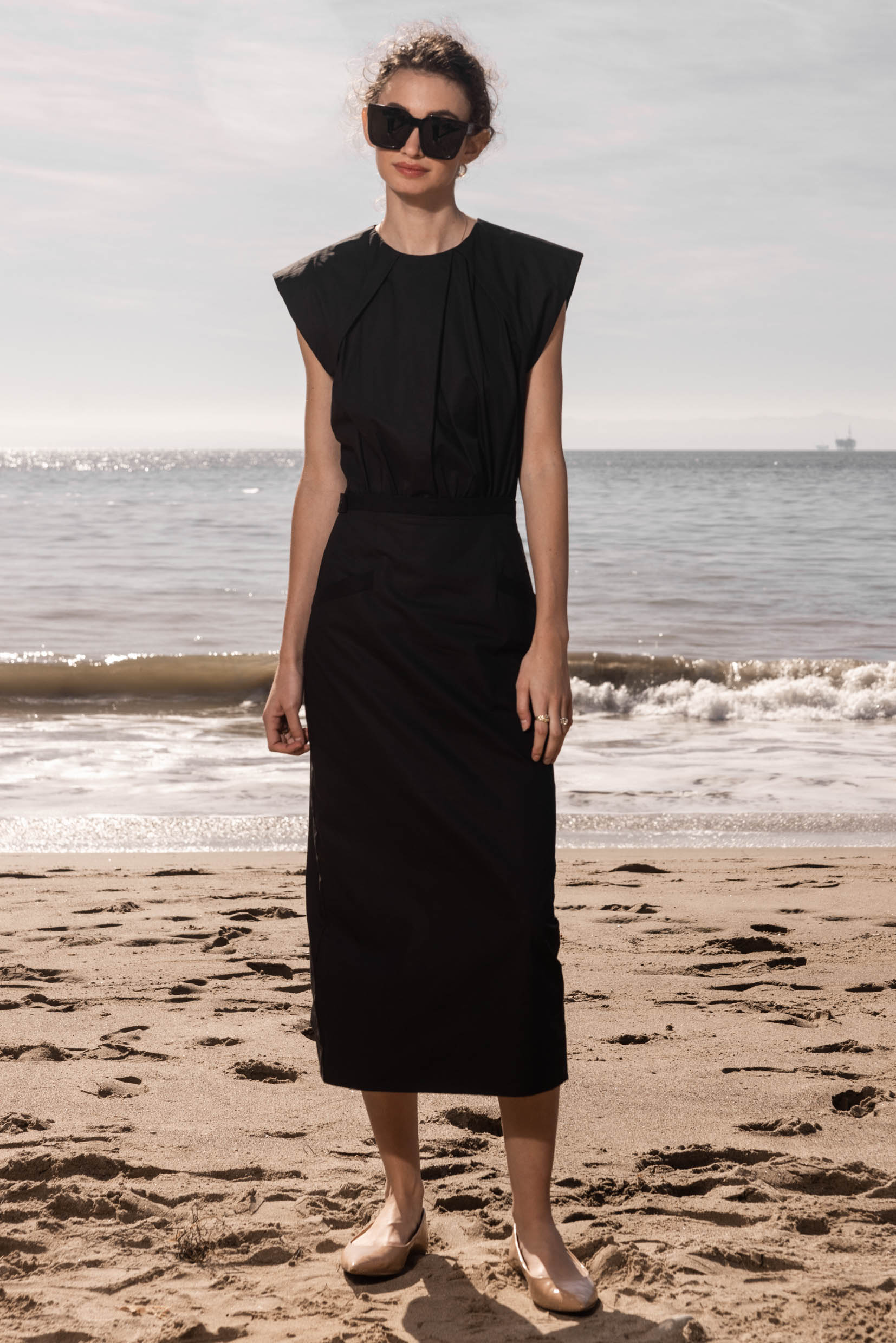 KATE DRESS - BLACK POPPLIN - Heidi Merrick