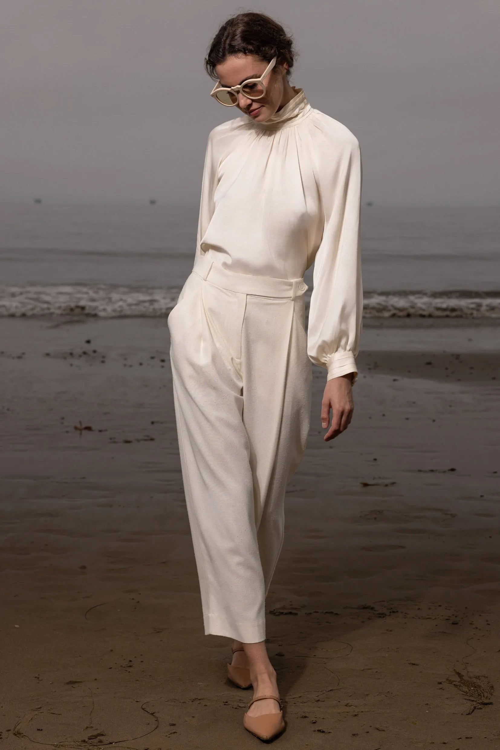 Baptise Pant - Ivory Silk Noil - Heidi Merrick