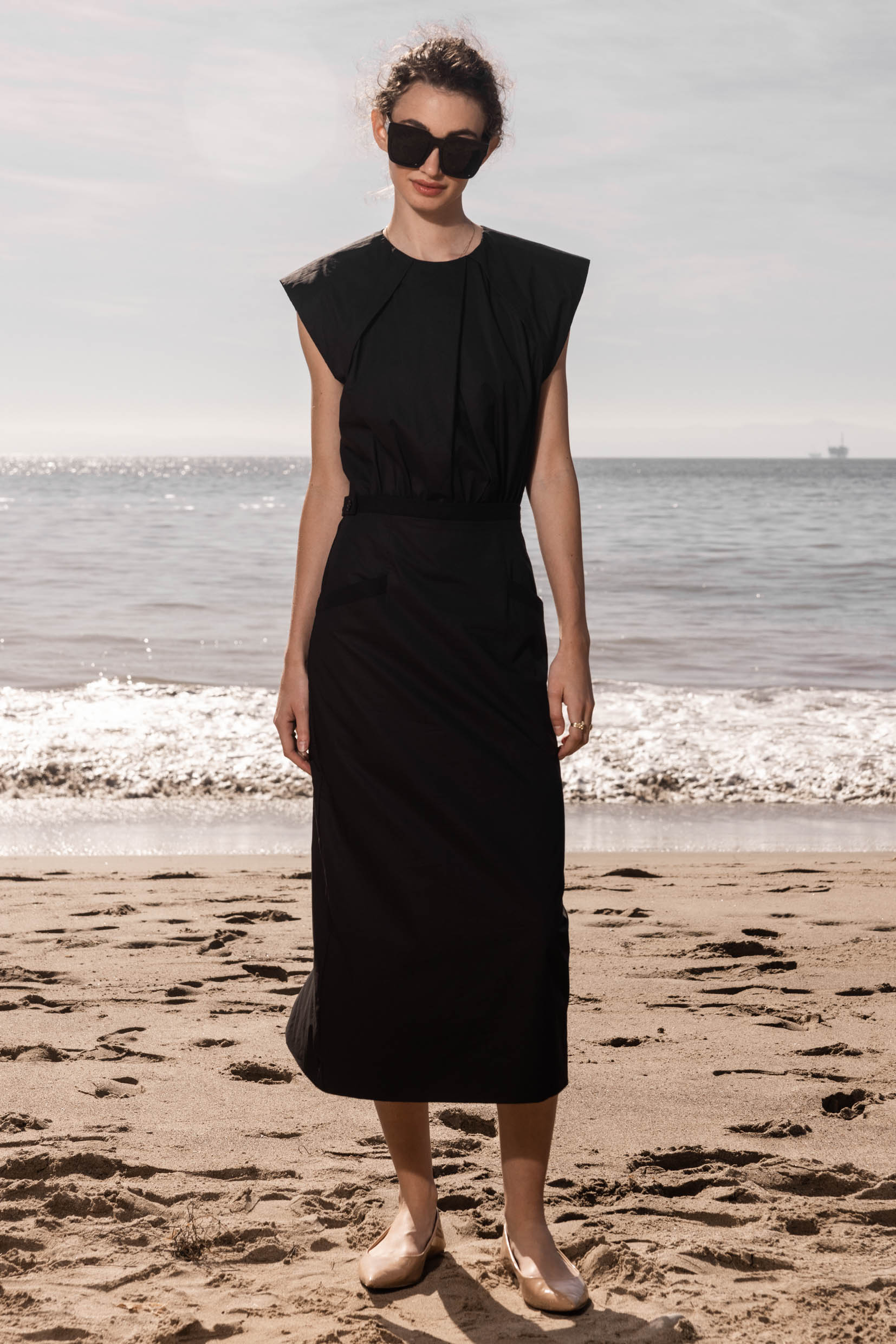 KATE DRESS - BLACK POPPLIN - Heidi Merrick