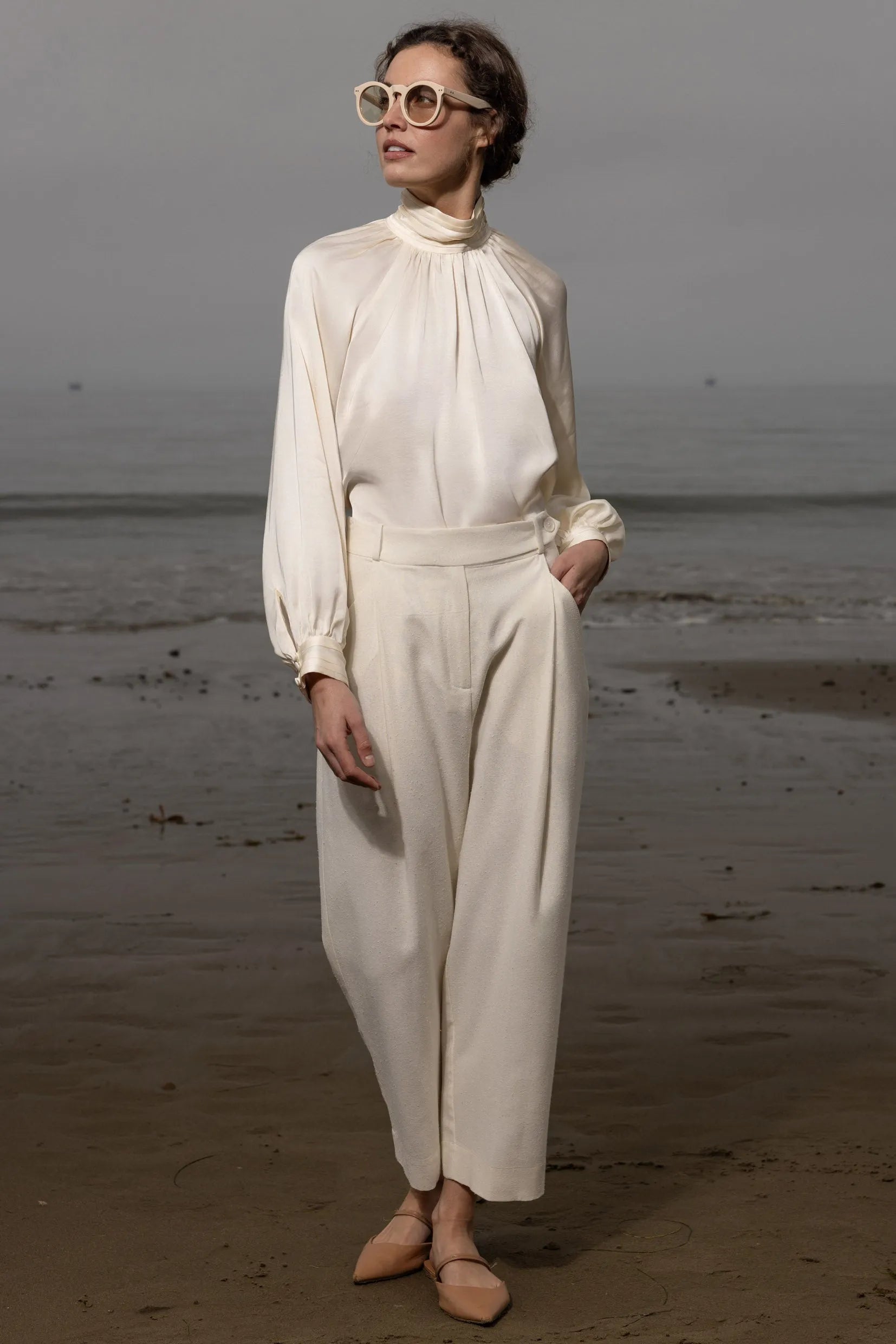 Baptise Pant - Ivory Silk Noil - Heidi Merrick