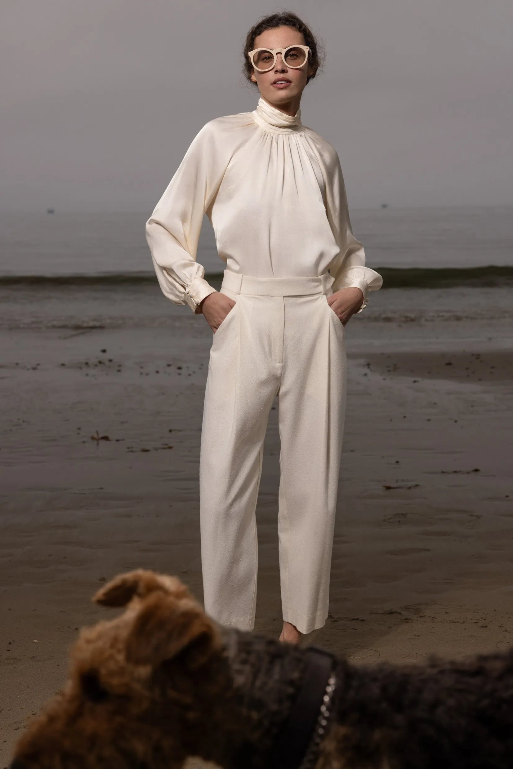 Baptise Pant - Ivory Silk Noil - Heidi Merrick