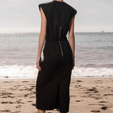 KATE DRESS - BLACK POPPLIN - Heidi Merrick