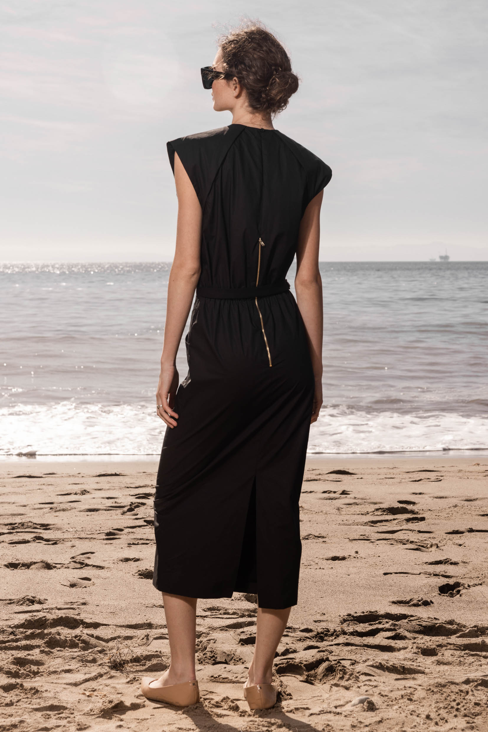 KATE DRESS - BLACK POPPLIN - Heidi Merrick