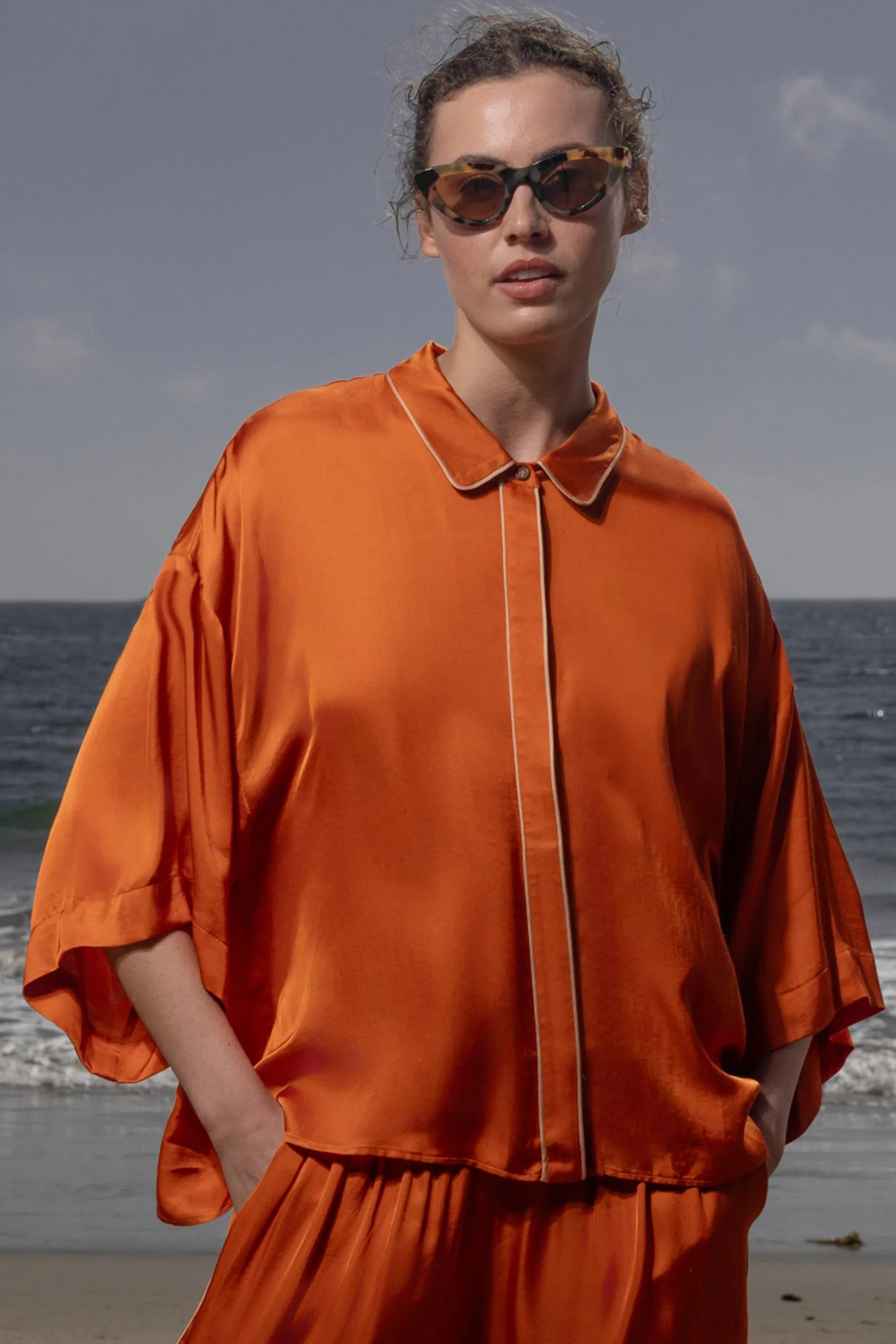 Evening Out PJ Top - Flame - Heidi Merrick