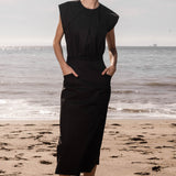 KATE DRESS - BLACK POPPLIN - Heidi Merrick