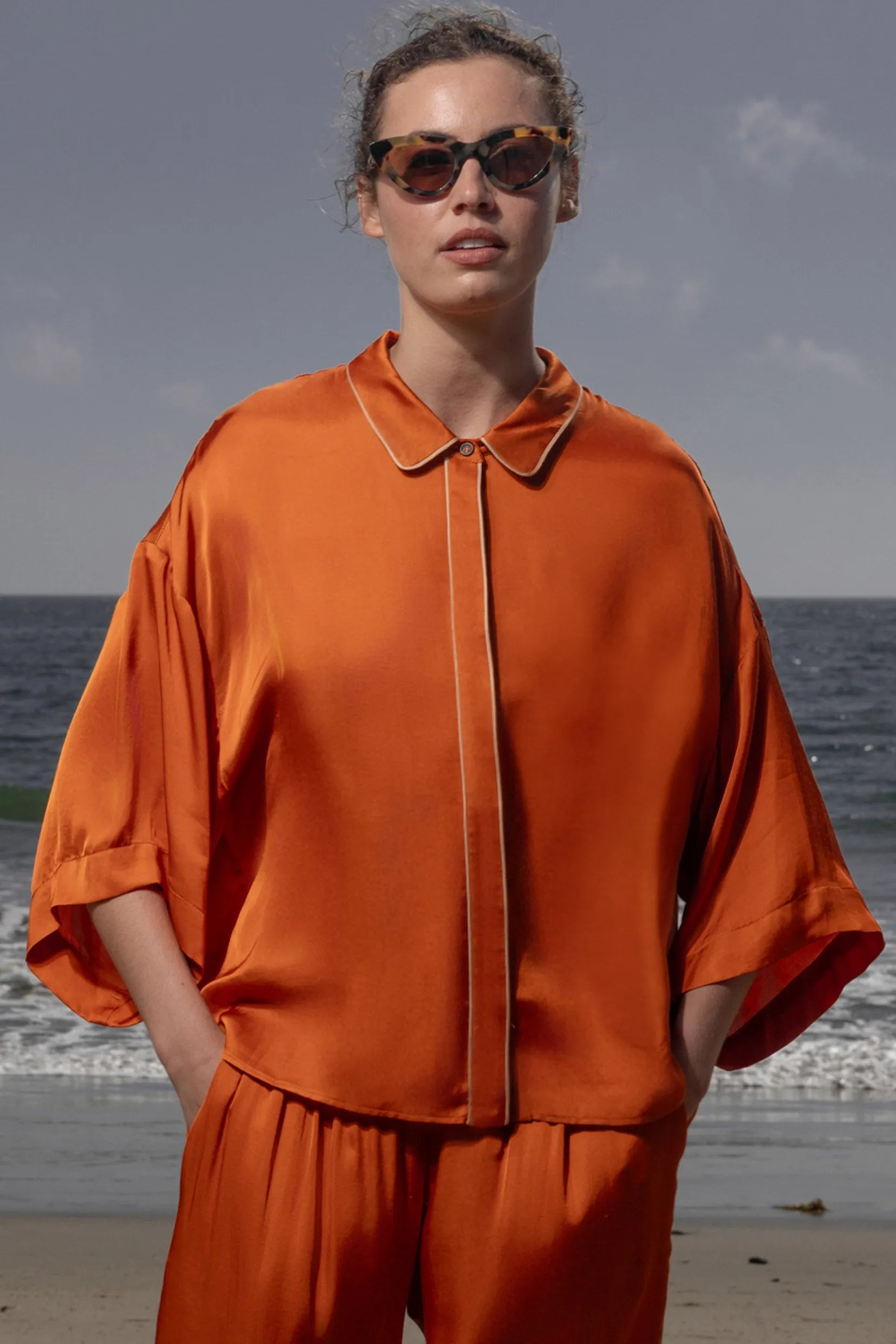 Evening Out PJ Top - Flame - Heidi Merrick