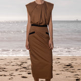 KATE DRESS - TAN POPPLIN - Heidi Merrick