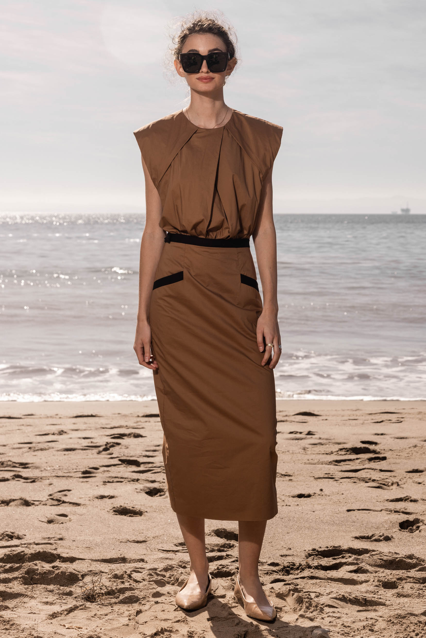 KATE DRESS - TAN POPPLIN - Heidi Merrick