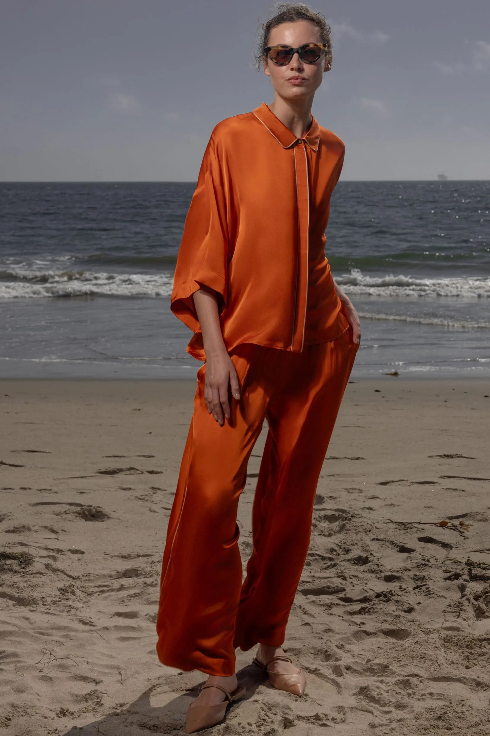 Evening Out PJ Top - Flame - Heidi Merrick