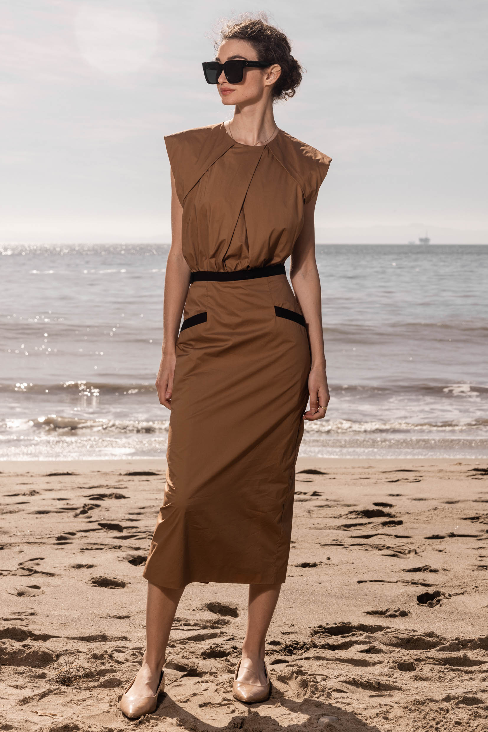 KATE DRESS - TAN POPPLIN - Heidi Merrick