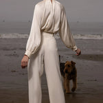 Baptise Pant - Ivory Silk Noil - Heidi Merrick