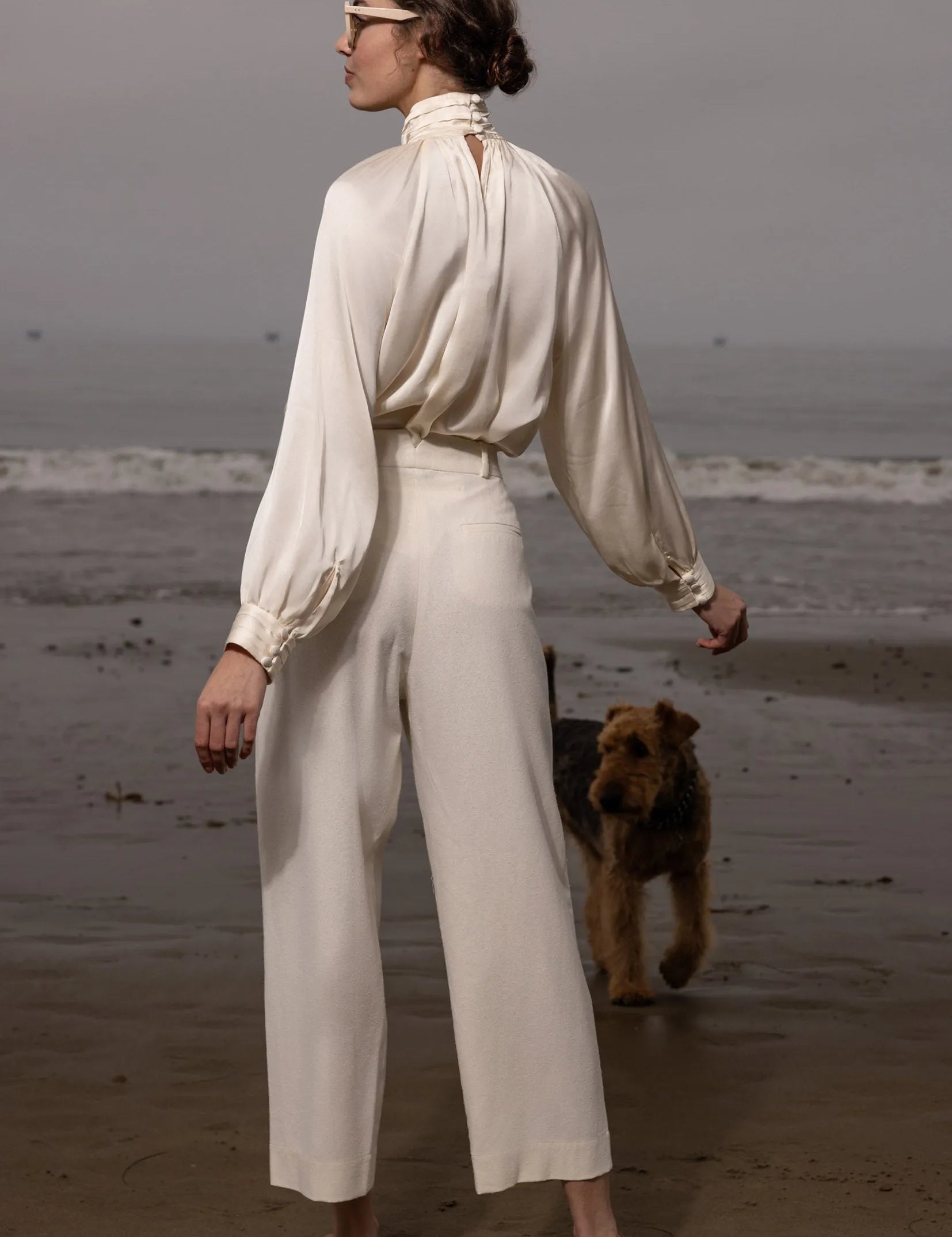Baptise Pant - Ivory Silk Noil - Heidi Merrick