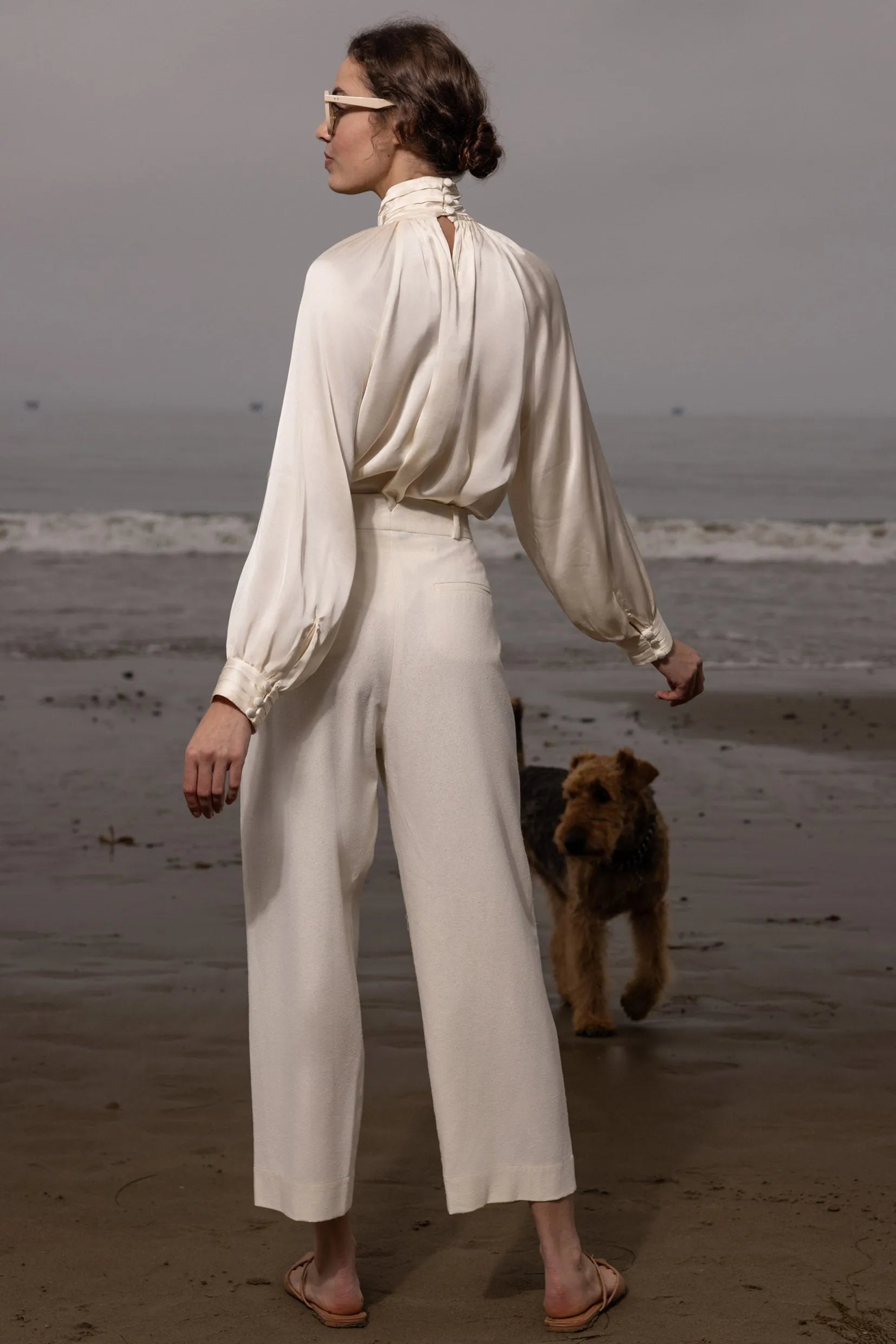 Baptise Pant - Ivory Silk Noil - Heidi Merrick
