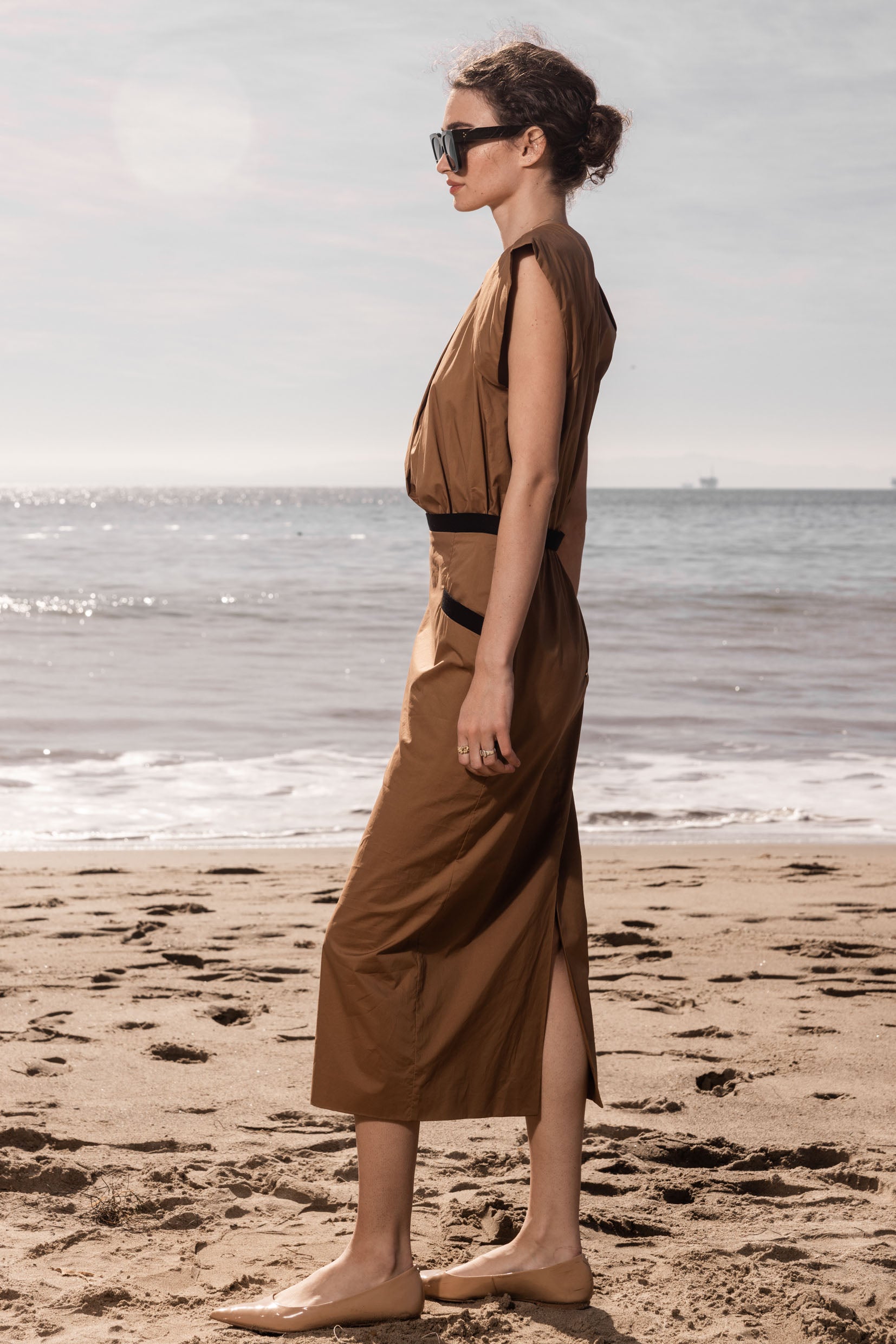 KATE DRESS - TAN POPPLIN - Heidi Merrick