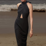 Aurora Dress - Noir Silk Noil - Heidi Merrick