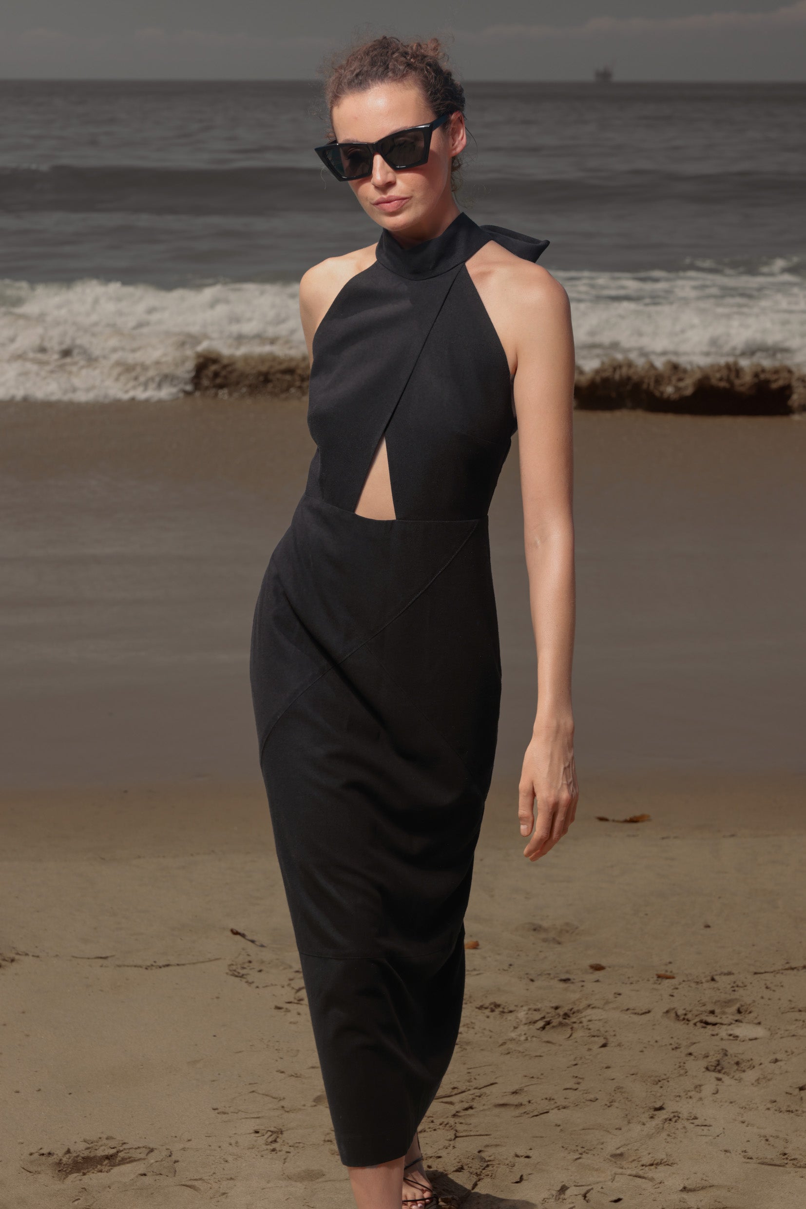 Aurora Dress - Noir Silk Noil - Heidi Merrick