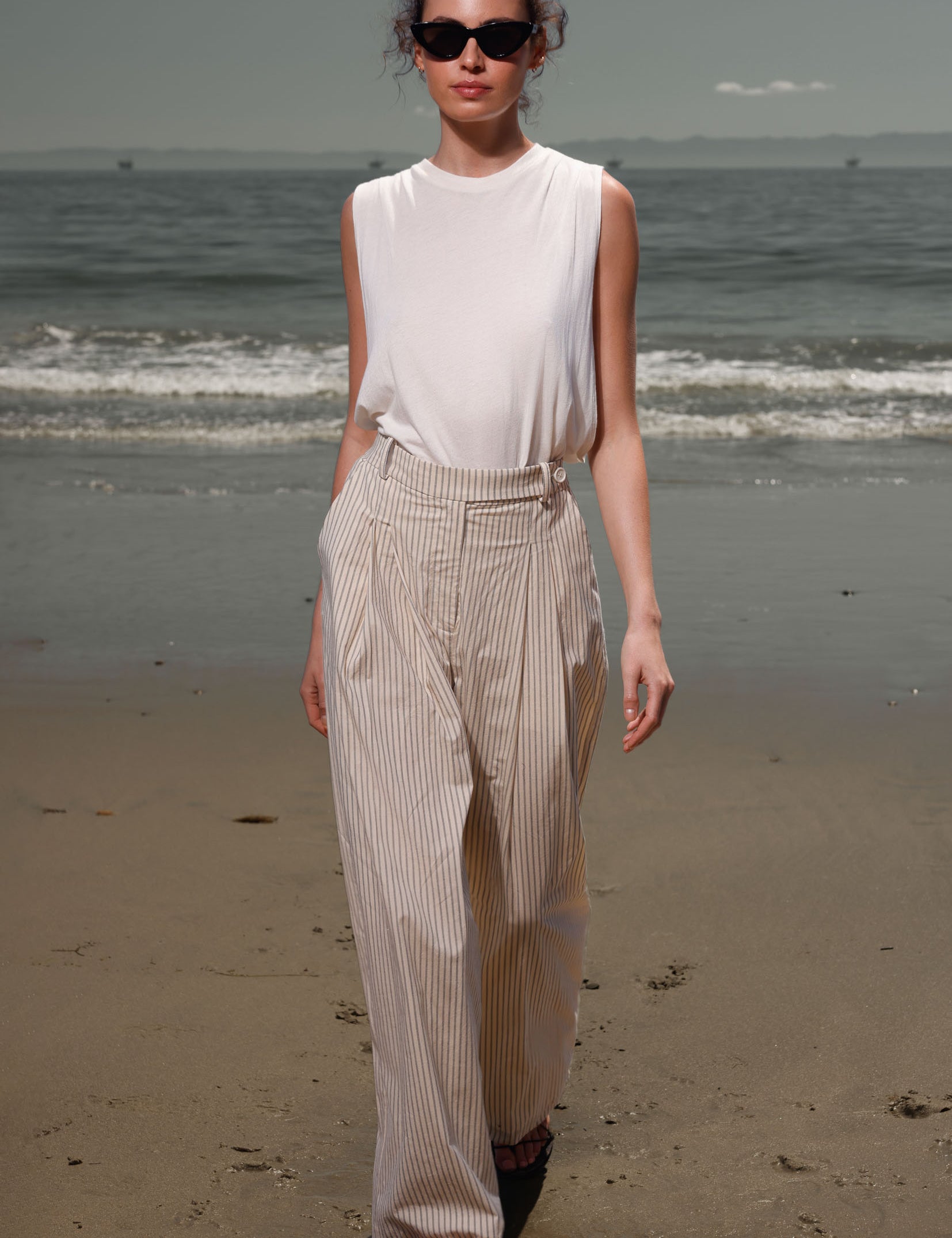 Chaplin Pant - Cream Ticking Stripe - Heidi Merrick