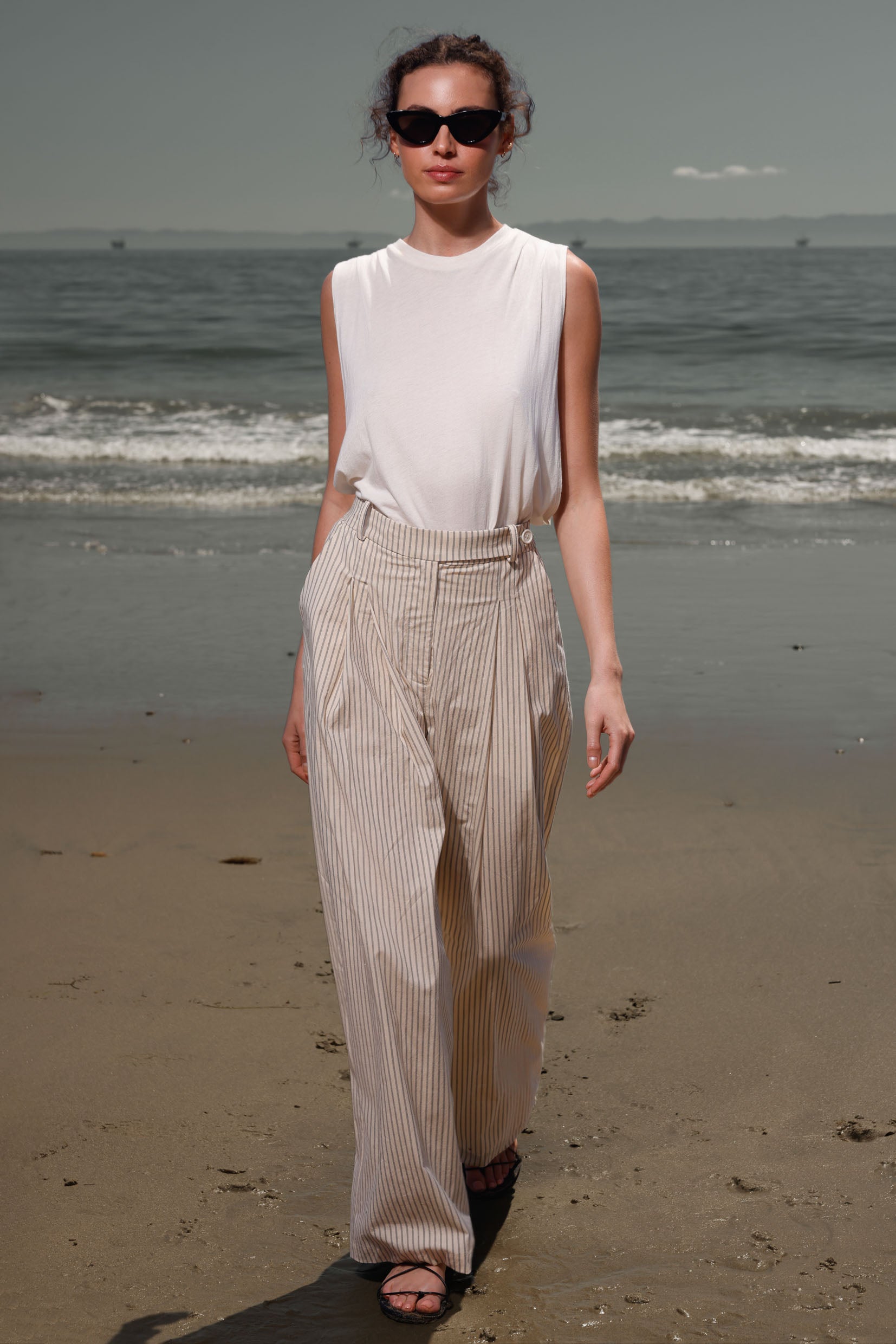 Chaplin Pant - Cream Ticking Stripe - Heidi Merrick