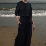 Marbella Skirt - Noir Tissue Linen - Heidi Merrick
