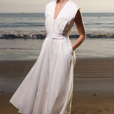 Tasya Dress - White Shirting - Heidi Merrick