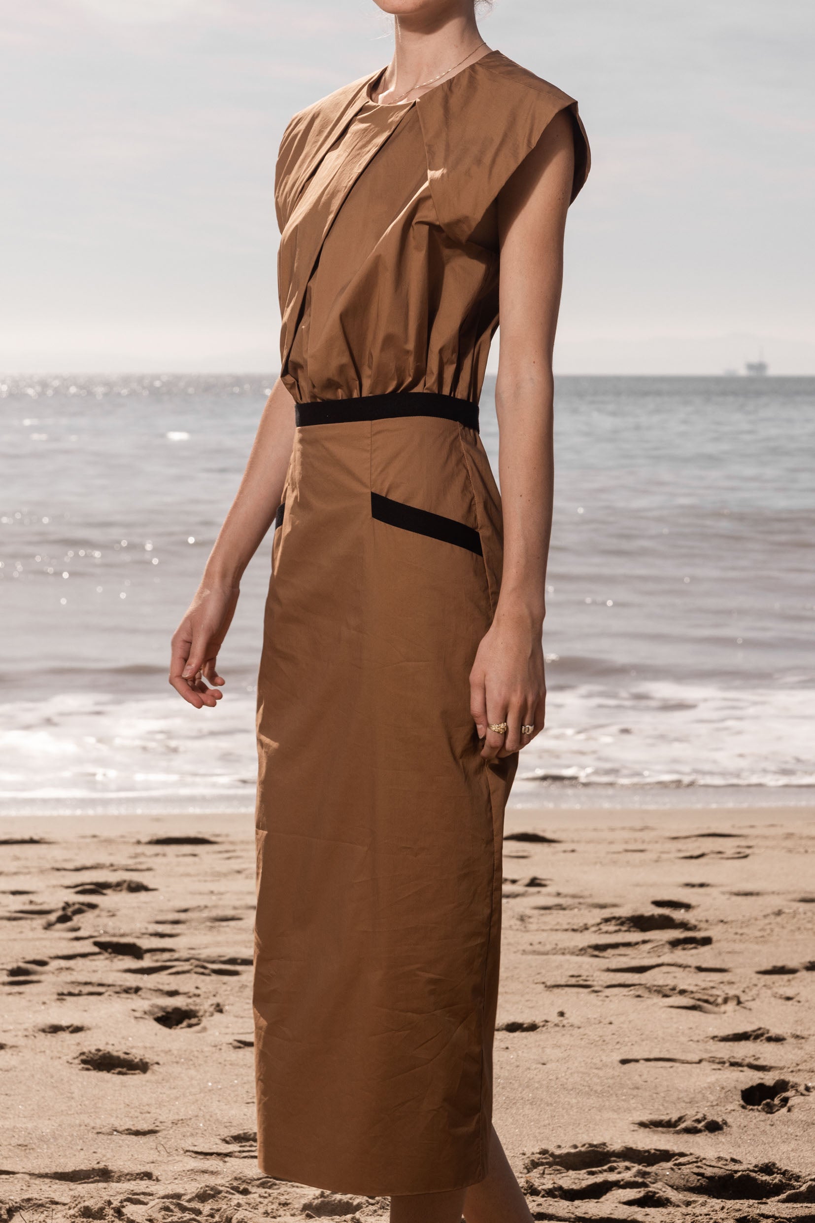 KATE DRESS - TAN POPPLIN - Heidi Merrick